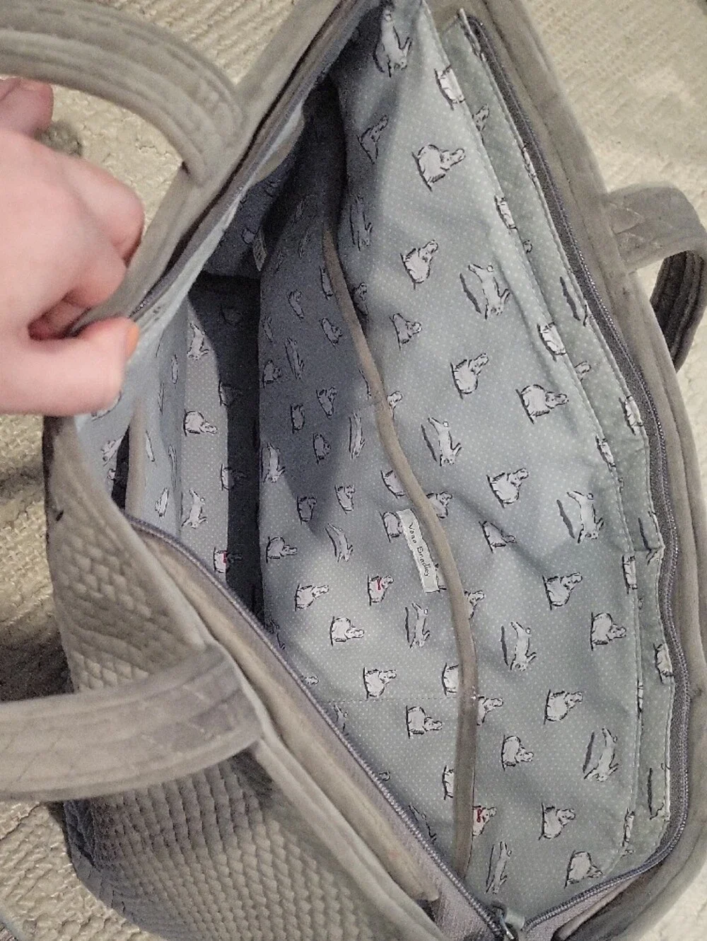Vera Bradley Grey Polar Bear Winter Tote Bag